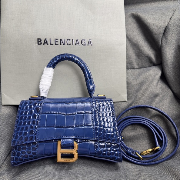 Balenciaga Hourglass gold buckle crocodile pattern sand timer tote shoulder bag