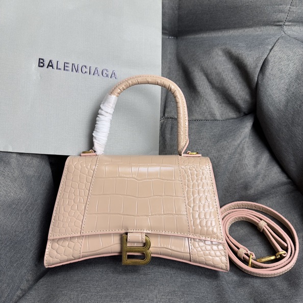 Balenciaga Hourglass gold buckle crocodile pattern sand timer tote shoulder bag