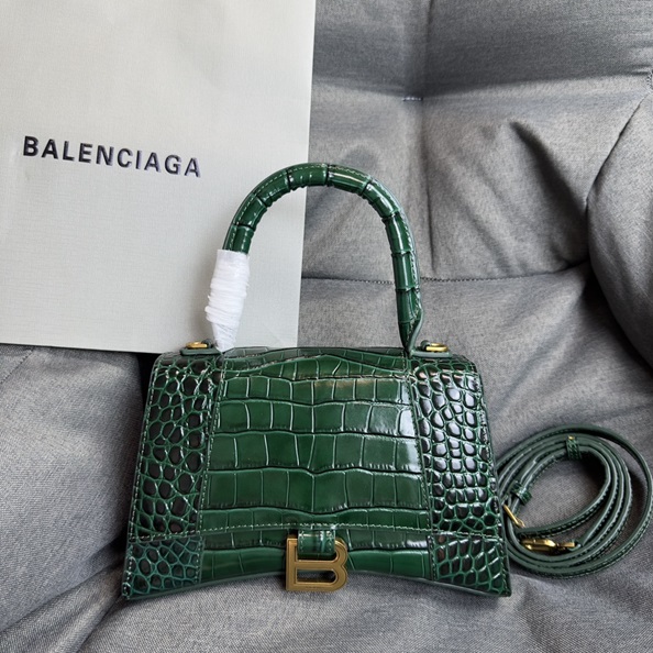 Balenciaga Hourglass gold buckle crocodile pattern sand timer tote shoulder bag