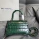 Balenciaga Hourglass gold buckle crocodile pattern sand timer tote shoulder bag