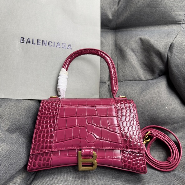 Balenciaga Hourglass gold buckle crocodile pattern sand timer tote shoulder bag