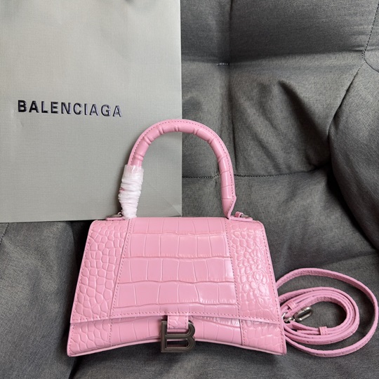 Balenciaga Hourglass silver buckle crocodile pattern sand timer tote shoulder bag