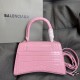 Balenciaga Hourglass silver buckle crocodile pattern sand timer tote shoulder bag