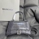 Balenciaga Hourglass silver buckle crocodile pattern sand timer tote shoulder bag