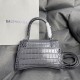 Balenciaga Hourglass silver buckle crocodile pattern sand timer tote shoulder bag