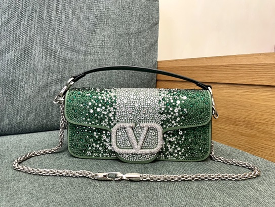 VALENTINO GARAVANI LOCÒ SHOULDER BAG WITH RHINESTONES