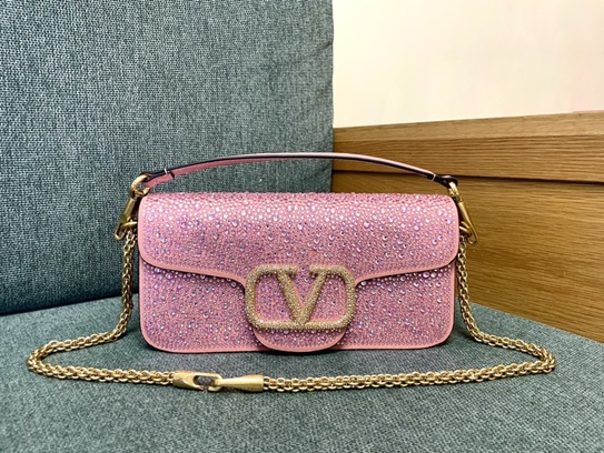 VALENTINO GARAVANI LOCÒ SHOULDER BAG WITH RHINESTONES