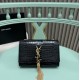 SAINT LAURENT      YSL Kate Gold Logo Chain Crocodile Pattern Embossed Shiny Calfskin Fringed Shoulder Crossbody Bag, Small Size