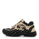 CHANEL Nylon Suede Calfskin Printed CC Sneakers 40 Black Beige